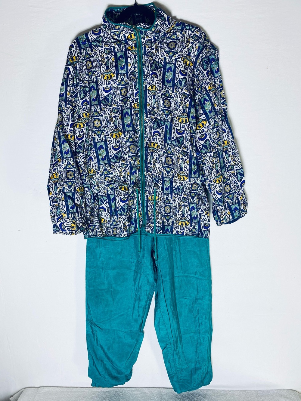 Vintage Ispo 2 Piece Track Suit Windbreaker Jacket Pants Set Teal M